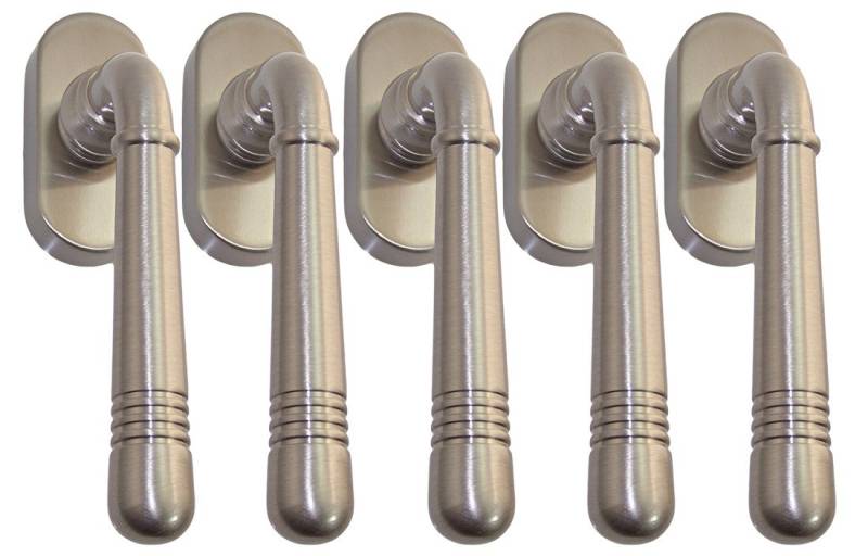 Fenstergriff Massiv Messing Fenstergriff Set 5 x FG Helena Prime 0950 Nickelmatt, 5 x FG 0950, L: 12.4 cm, (Set 5 x Fnstergriff, 5 x Fenstergriff enthalten), Metall Unterkonstruktion von OTTO