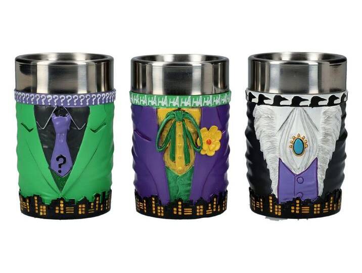Figuren Shop GmbH Becher Schnapsbecher DC Batman - Super-Schurken - Merchandise Schnapsglas, Kunststein (Polyresin), Edelstahl von OTTO