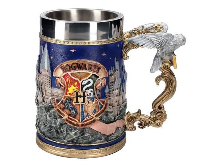 Figuren Shop GmbH Bierkrug Harry Potter Krug - Hogwarts - Bierkrug Merchandise Fanartikel, Kunststein (Polyresin), Edelstahl, bunt von OTTO