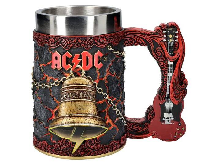 Figuren Shop GmbH Bierkrug Krug AC/DC - Hells Bells - Band Merchandise Bierkrug Musik Dekoration, Kunststein (Polyresin), Edelstahl von OTTO