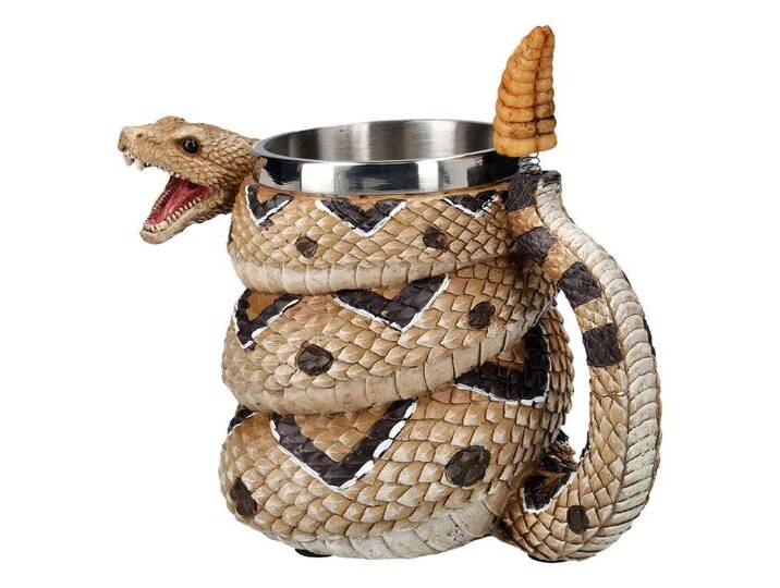 Figuren Shop GmbH Bierkrug Krug - Klapperschlange - Bierkrug Western Dekoration Tierkrug Schlange, Kunststein (Polyresin), Edelstahl, bunt von OTTO