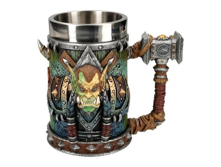 Figuren Shop GmbH Bierkrug Warcraft Figur – Thrall Tankard Krug World of Warcraft 600 ml Bierkrug, Kunststein (Polyresin), Edelstahl von OTTO