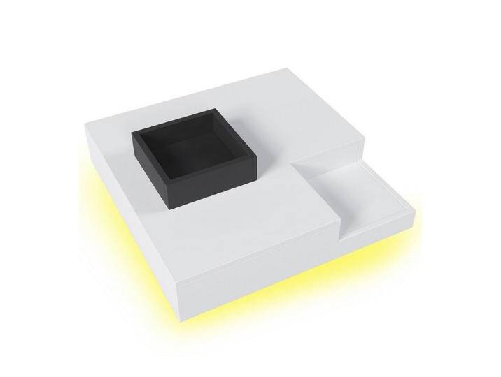 Fine Life Pro Couchtisch (Hochglanz-Couchtisch mit LED), Lichteffekt und abnehmbarer Schwarz-Weiß-Aufbewahrungsbox, weiß von OTTO