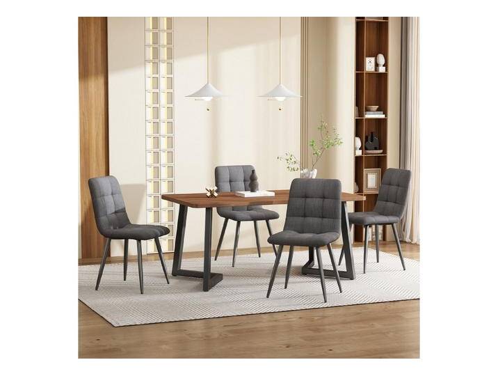 Flieks Essgruppe, (5-tlg), Esstisch mit 4 Stühlen Set Küchetisch Esszimmerstuhl, Metallbeine, grau, MDF von OTTO