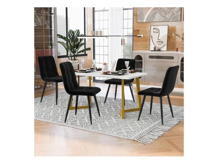 Flieks Essgruppe, (5-tlg), Esstisch mit 4 Stühlen Set Küchetisch Esszimmerstuhl, Metallbeine, schwarz, MDF von OTTO