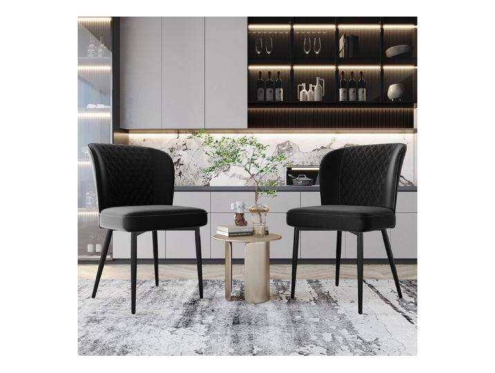 Flieks Esszimmerstuhl (2 St), 2er Set Polsterstühle Wohnzimmerstuhl mit Rückenlehne Metallbeine Samt, schwarz von OTTO