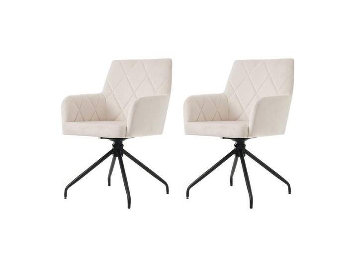 Flieks Esszimmerstuhl (360° drehbar, Set, 2 St), 2er Set Polsterstühle Drehstuhl Armlehnstuhl Bürostuhl Wohnzimmer Samt, beige weiß von OTTO