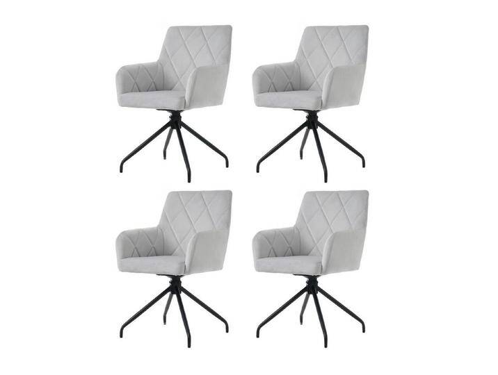 Flieks Esszimmerstuhl (360° drehbar, Set, 4 St), 4er Set Polsterstühle Drehstuhl Armlehnstuhl Bürostuhl Wohnzimmer Samt, grau von OTTO