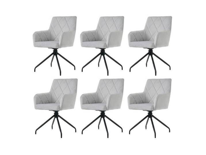 Flieks Esszimmerstuhl (360° drehbar, Set, 6 St), 6er Set Polsterstühle Drehstuhl Armlehnstuhl Bürostuhl Wohnzimmer Samt, grau von OTTO