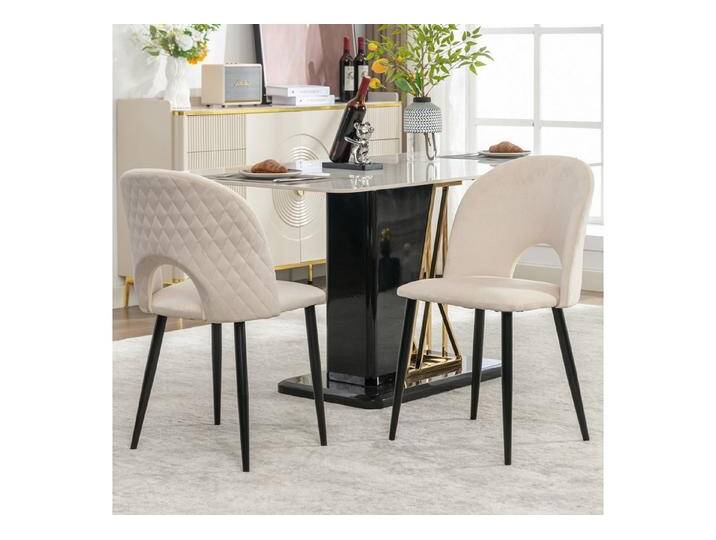 Flieks Esszimmerstuhl (Set, 2 St), 2er Set Polsterstühle Wohnzimmerstuhl Samt, Metallbeine, beige weiß, Beige von OTTO