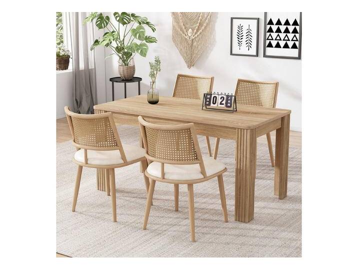 Flieks Esszimmerstuhl (Set, 4 St), 4er Set Polsterstühle mit Rattan-Rückenlehne Kunstleder, Metallbeine, beige braun, Beige von OTTO