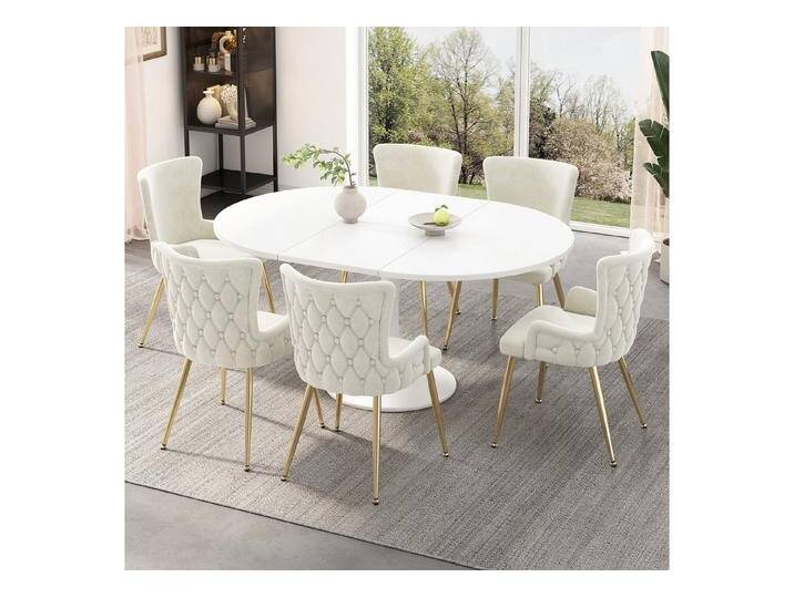 Flieks Esszimmerstuhl (Set, 6 St), 6er Set Polsterstühle Küchenstühle Samt Wohnzimmer Metallbeine, beige von OTTO