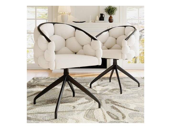 Flieks Esszimmerstuhl 360° drehbar (Set, 2 St), 2er Set Polsterstühle mit Armlehnen Drehstühle Wohnzimmer Samt, beige von OTTO