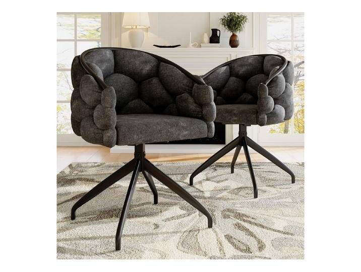 Flieks Esszimmerstuhl 360° drehbar (Set, 2 St), 2er Set Polsterstühle mit Armlehnen Drehstühle Wohnzimmer Samt, grau von OTTO