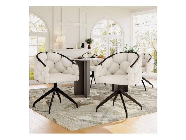 Flieks Esszimmerstuhl 360° drehbar (Set, 4 St), 4er Set Polsterstühle mit Armlehnen Drehstühle Wohnzimmer Samt, beige von OTTO