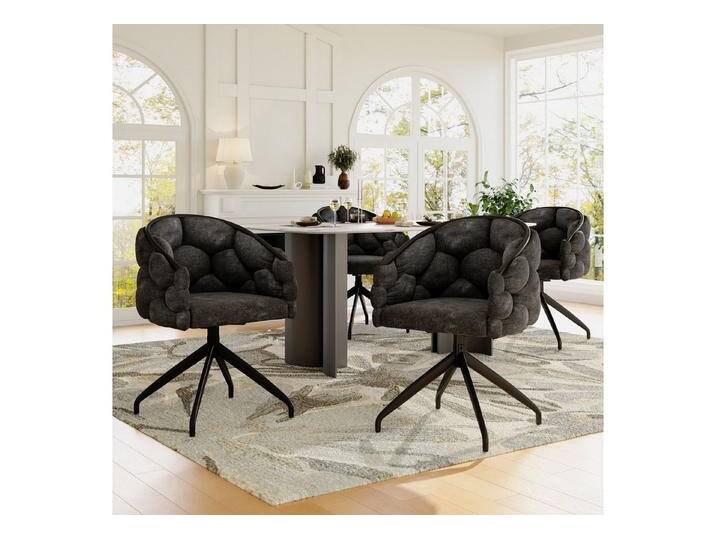 Flieks Esszimmerstuhl 360° drehbar (Set, 4 St), 4er Set Polsterstühle mit Armlehnen Drehstühle Wohnzimmer Samt, grau von OTTO