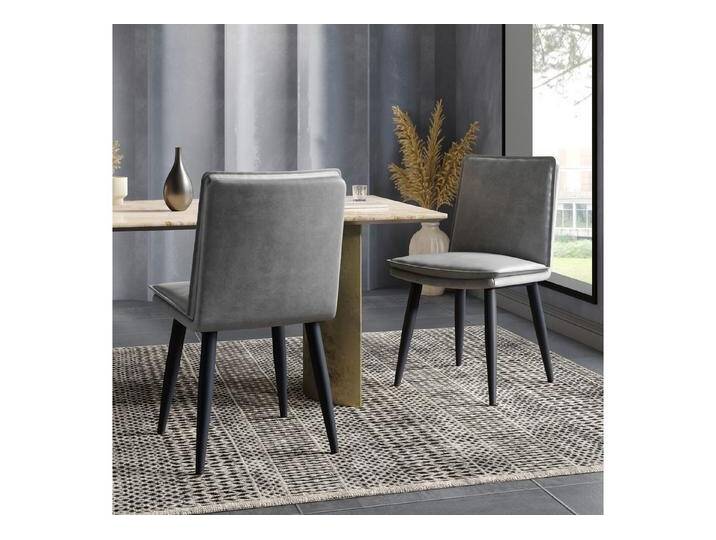 Flieks Esszimmerstuhl PU-Leder (Set, 2 St), 2er Set Polsterstühle Küchenstuhl Wohnzimmerstuhl Kunstleder, grau von OTTO