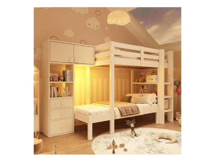 Flieks Etagenbett, Kinderbett 90x200cm mit intelligentem Nachtlicht, Schrank und Regal, weiß Flieks Etagenbett, Kinderbett 90x200cm mit intelligentem Nachtlicht, Schrank und Regal, weiß von OTTO
