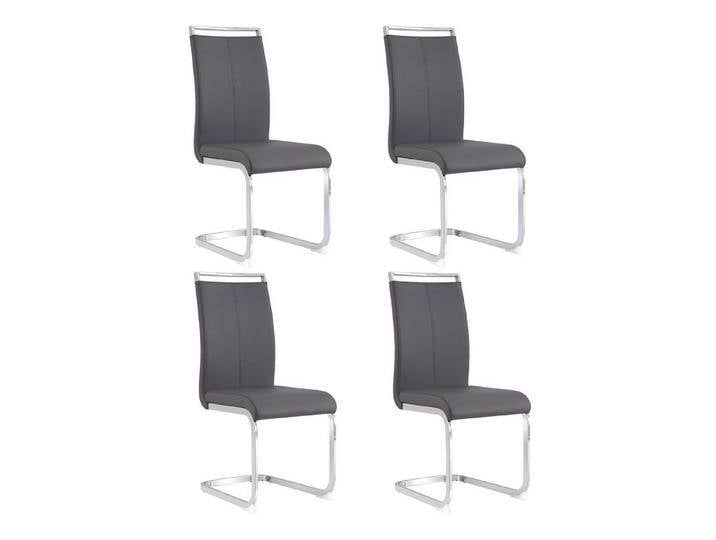 Flieks Freischwinger (4 St), 4er Set Esszimmerstuhl Kunstleder Polsterstuhl Schwingstühle, grau von OTTO