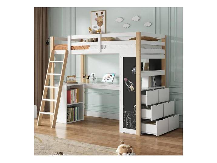 Flieks Hochbett Kinderbett Stauraumbett 90x200cm mit Schreibtisch Tafel Schubladen, weiß Flieks Hochbett Kinderbett Stauraumbett 90x200cm mit Schreibtisch Tafel Schubladen, weiß von OTTO