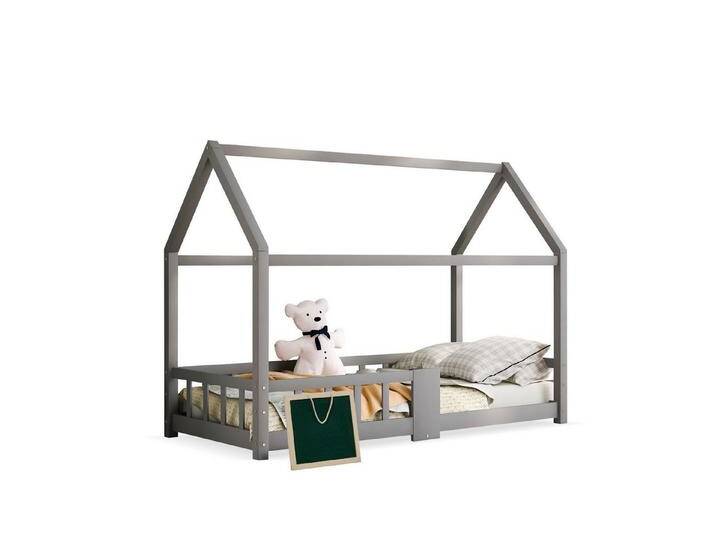 Flieks Kinderbett, Kiefernholz Hausbett mit Tafel und Rausfallschutz 90x200cm, grau, grau Flieks Kinderbett, Kiefernholz Hausbett mit Tafel und Rausfallschutz 90x200cm, grau, grau von OTTO