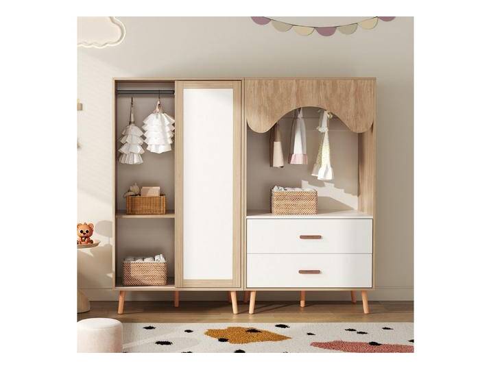 Flieks Kleiderschrank Schiebetürenschrank mit Kleiderstange & offener Schrank mit Schubladen, beige, Combo von OTTO