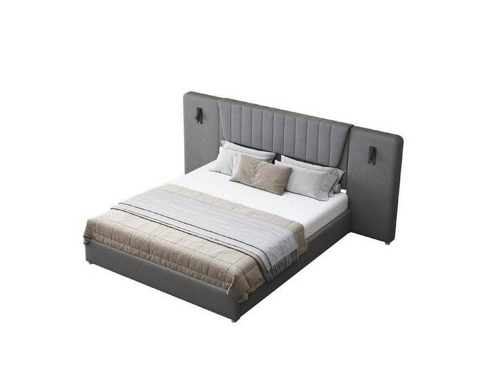 Flieks Polsterbett, Hydraulisches Stauraumbett 180x200cm mit Leselampe USB-Ladeanschluss, grau, grau von OTTO