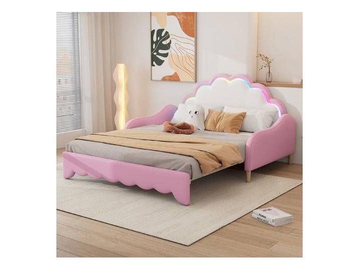 Flieks Polsterbett, LED Schlafsofa Sofabett Doppelbett 140x200cm/140x100cm mit Matratze, rosa, mit Matratze, rosa Flieks Polsterbett, LED Schlafsofa Sofabett Doppelbett 140x200cm/140x100cm mit Matratze, rosa, mit Matratze, rosa von OTTO