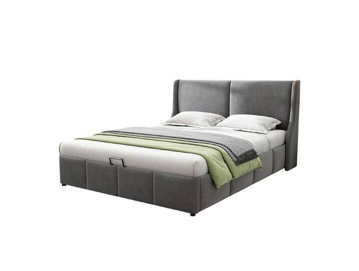 Flieks Polsterbett, Samt Hydraulisches Funktionsbett Doppelbett 140x200cm, grau von OTTO