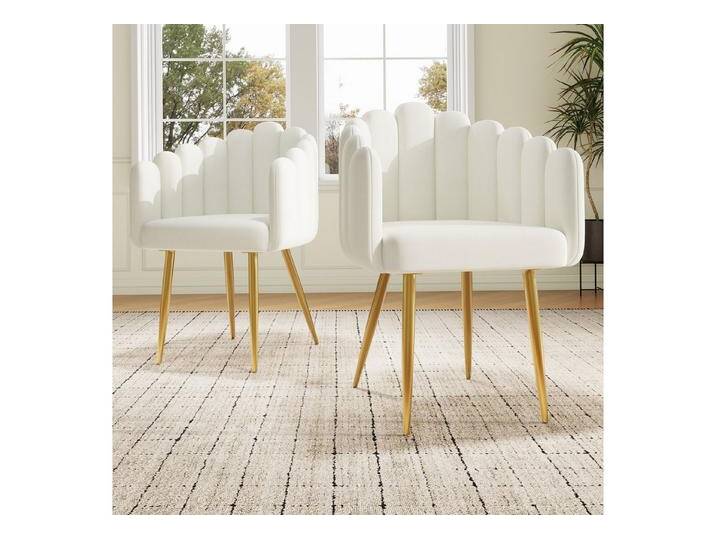 Flieks Polsterstuhl (Set, 2 St), 2er Set Esszimmerstühle mit Armlehnen Wohnzimmerstuhl Samt, beige von OTTO