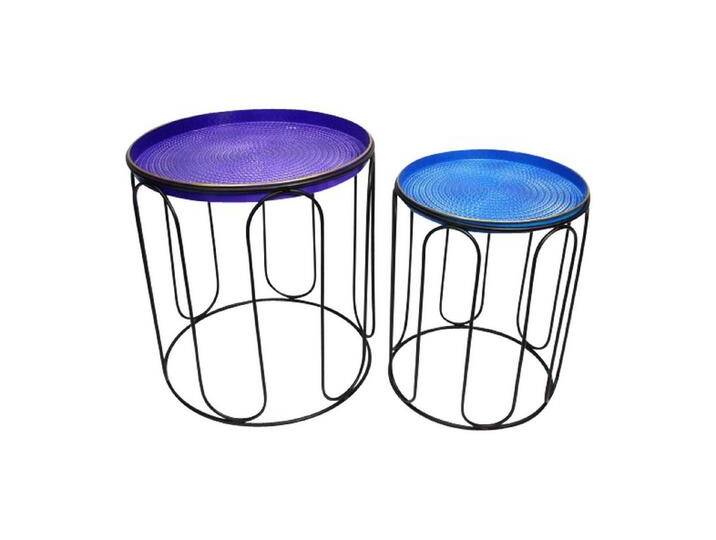 Frank Flechtwaren Beistelltisch 2x Beistelltisch Blue Metall schwarz Tablett blau – Serviertablett Frank Flechtwaren Beistelltisch 2x Beistelltisch Blue Metall schwarz Tablett blau – Serviertablett von OTTO