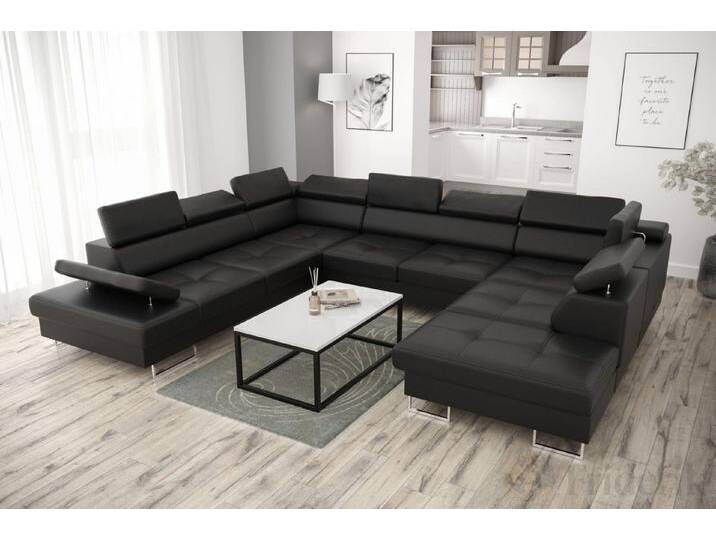Friderik-EU Ecksofa GALAXY MAX I Ledersofa 280x350x225 Schlaffunktion und zwei Bettkasten, schwarz, Schwarz von OTTO