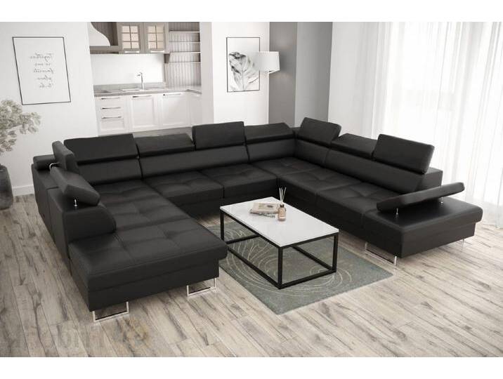 Friderik-EU Ecksofa GALAXY MAX I Ledersofa 280x350x225 Schlaffunktion und zwei Bettkasten, schwarz, Schwarz von OTTO