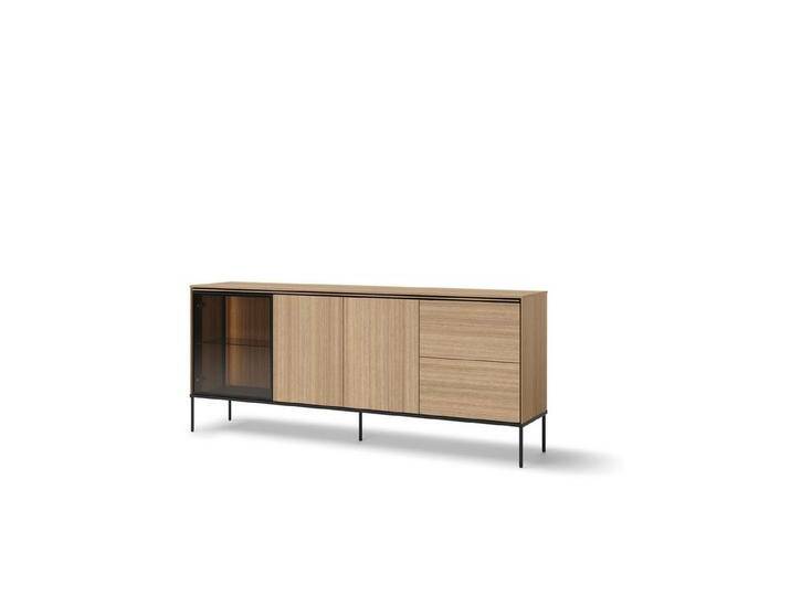 Friderik-EU Glasvitrine VISSO LED-Vitrine, Vitrine mit Beleuchtung, Kommode mit Glasvitrine, 41T x 201B x 85H von OTTO