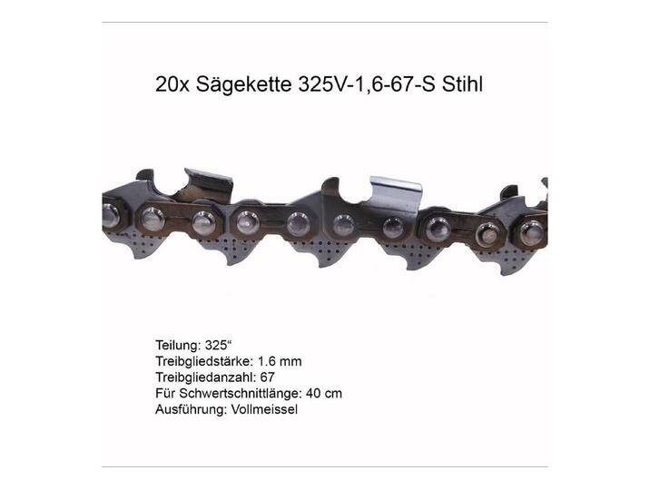 Fritz Krug Ersatzkette 20 Stück Stihl RSC Sägekette 325 1.6 mm 67 TG Vollmeissel von OTTO