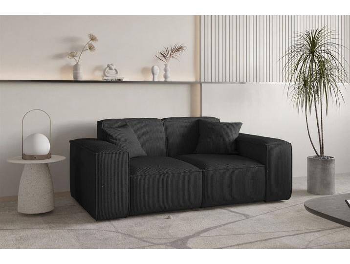 Fun Möbel 2-Sitzer Sofa Designersofa CELES PREMIUM in Stoff Scala, Auch als Set erhältlich, schwarz, Schwarz von OTTO