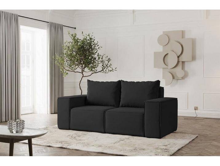Fun Möbel 2-Sitzer Sofa Designersofa ESTELLE 2-Sitzer in Stoff, Rücken echt bezogen, schwarz von OTTO