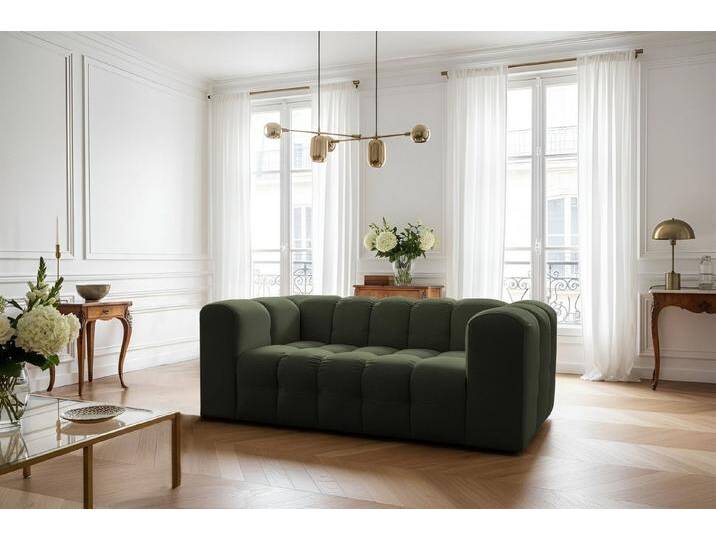 Fun Möbel 2-Sitzer Sofa Designersofa FUN LEONOR, Stoff Moly oder Tiffani, Sofa-Rücken echt bezogen, grün, Grün von OTTO