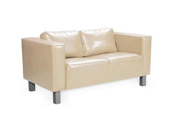 Fun Möbel 2-Sitzer Sofa Designersofa MAILAND 2-Sitzer in Kunstleder, inkl. 2 Rückenkissen, weiß, Designersofa Sofa 2-Sitzer MAILAND Kunstleder Creme von OTTO