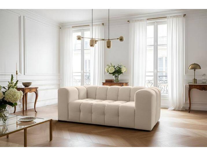 Fun Möbel 2-Sitzer Sofa Designersofa SOLVIE, Stoff Moly oder Tiffani, Sofa-Rücken echt bezogen, beige, Beige Fun Möbel 2-Sitzer Sofa Designersofa SOLVIE, Stoff Moly oder Tiffani, Sofa-Rücken echt bezogen, beige, Beige von OTTO