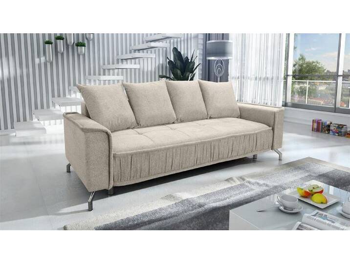 Fun Möbel 3-Sitzer Schlafsofa Sofa FLORENCE in Stoff, inkl. 4 Rückenkissen, inkl. Schlaffunktion mit Bettkasten, beige Fun Möbel 3-Sitzer Schlafsofa Sofa FLORENCE in Stoff, inkl. 4 Rückenkissen, inkl. Schlaffunktion mit Bettkasten, beige von OTTO