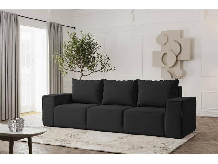 Fun Möbel 3-Sitzer Sofa Designersofa ESTELLE 3-Sitzer in Stoff, Rücken echt bezogen, schwarz, Schwarz Fun Möbel 3-Sitzer Sofa Designersofa ESTELLE 3-Sitzer in Stoff, Rücken echt bezogen, schwarz, Schwarz von OTTO