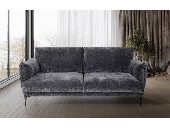 Fun Möbel 3-Sitzer Sofa Designersofa MADISON 3-Sitzer in Stoff Dress Me, Sofa Rücken echt bezogen, grau, Grau von OTTO