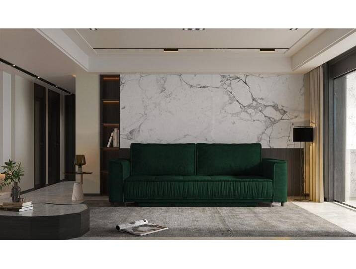 Fun Möbel 3-Sitzer Sofa JUNA mit Schlaffunktion in Stoff Terra, mit Bettkasten, Rundumbezug, grün, Flaschengrün von OTTO