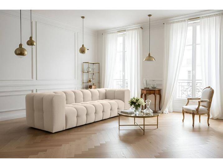 Fun Möbel 4-Sitzer Sofa Designersofa SOLVIE, Stoff Moly oder Tiffani, Sofa-Rücken echt bezogen, beige, Beige Fun Möbel 4-Sitzer Sofa Designersofa SOLVIE, Stoff Moly oder Tiffani, Sofa-Rücken echt bezogen, beige, Beige von OTTO