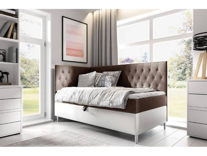 Fun Möbel Boxbett Gästebett Kinderbett FINJA Nr.3 (inkl. Bettkasten und Topper, Seitenteil rechts oder links), Kopf- und Seitenteil, braun, Braun von OTTO