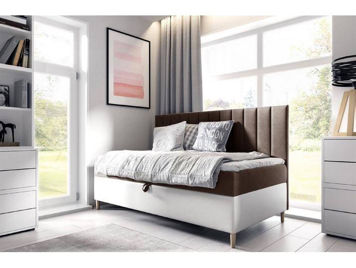 Fun Möbel Boxbett Gästebett Kinderbett HELVI Nr.2 (inkl. Bettkasten und Topper), braun, Weiß-Braun von OTTO