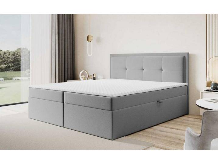 Fun Möbel Boxbett Schlafzimmerbett DEGNA Überlänge Stoff Gerra Grau / Speed Versand (220 cm, erhältlich auch in der Länge 200cm) von OTTO