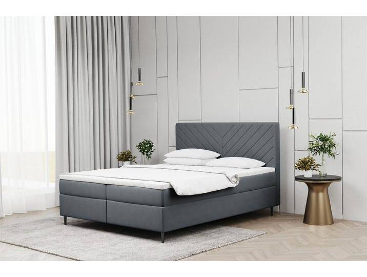 Fun Möbel Boxspringbett Boxspringbett Schlafzimmerbett BONITA in Stoff Matt Velvet (inkl. Bettkästen, inkl. Kaltschaumtopper), auch in Überlänge erhältlich, grau von OTTO