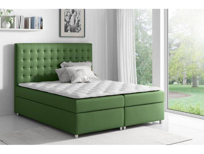 Fun Möbel Boxspringbett Boxspringbett Schlafzimmerbett CARIN (inkl. Bettkästen, inkl. Kaltschaumtopper), eingebautes Liftsystem für Bettkästen, grün von OTTO